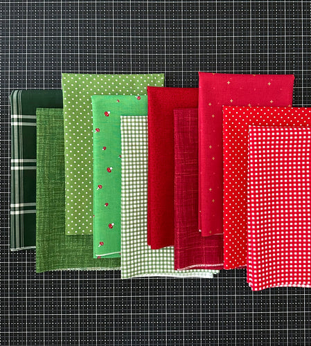 Holiday Red and Green Fat Quarter Bundle Custom Curated by Sewcial Stitch