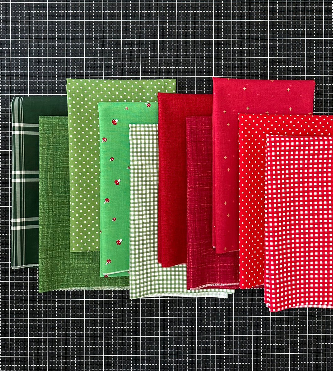 Holiday Red and Green Fat Quarter Bundle Custom Curated by Sewcial Stitch