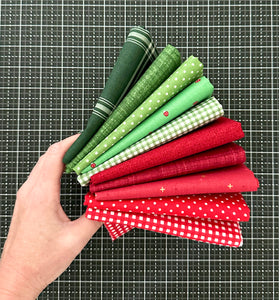 Holiday Red and Green Fat Quarter Bundle Custom Curated by Sewcial Stitch