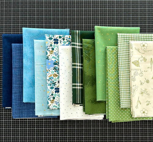 Nantucket Blue and Green Fat Quarter Bundle Custom Curated by Sewcial Stitch