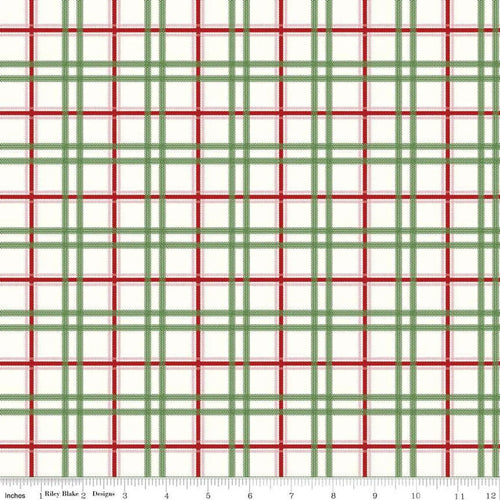 Mistletoe and Holly Red and Green Plaid Fabric by Beverly McCullough For Riley Blake Designs
