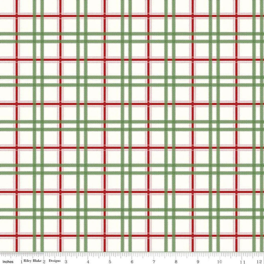Mistletoe and Holly Red and Green Plaid Fabric by Beverly McCullough For Riley Blake Designs