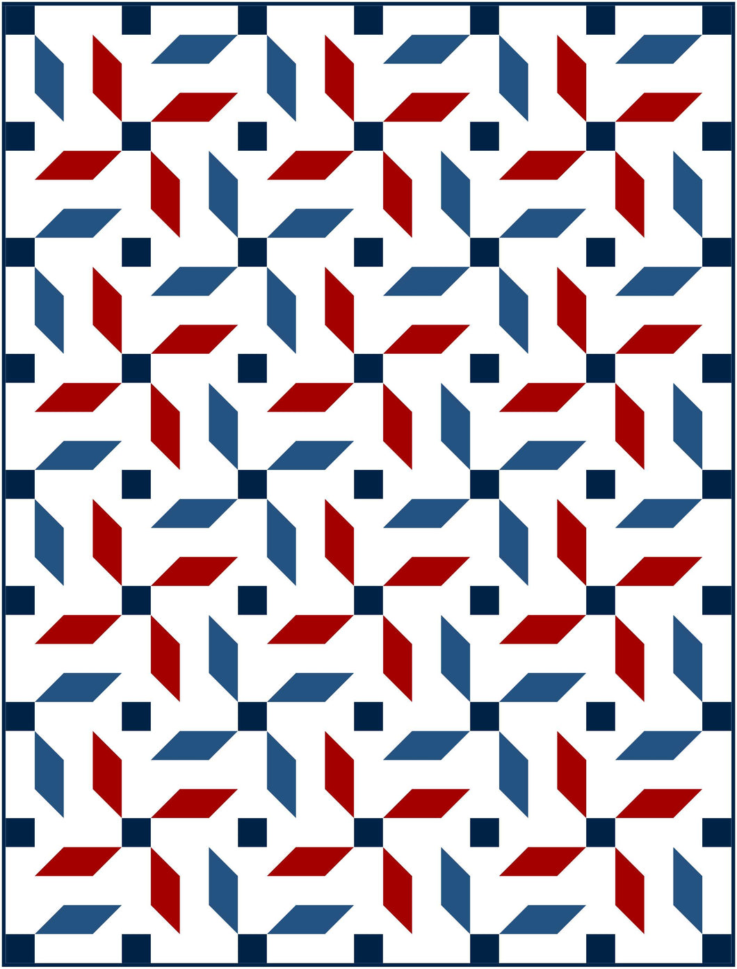Patriotic Propeller Quilt Kit Throw by Mandi Persell of Sewcial Stitch