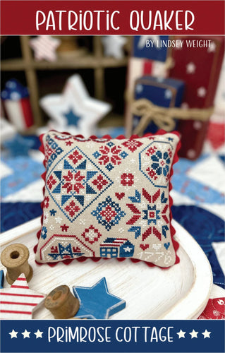 Patriotic Quaker Cross Stitch Pattern by Lindsey Weight of Primrose Cottage Stitches