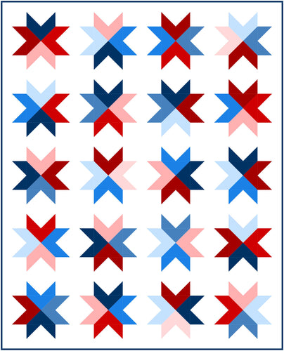 Solid Patriotic Beaming Throw Quilt Kit-Pattern by Emily Tindall of Homemade Emily Jane