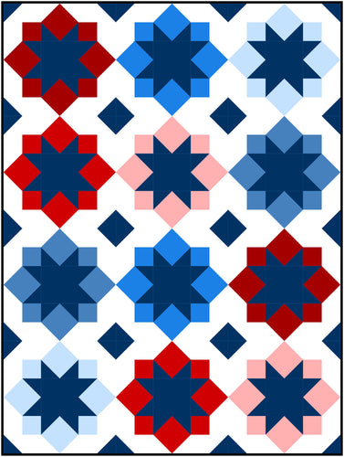 Solid Patriotic Stellar Mosaic Quilt Kit-Throw size