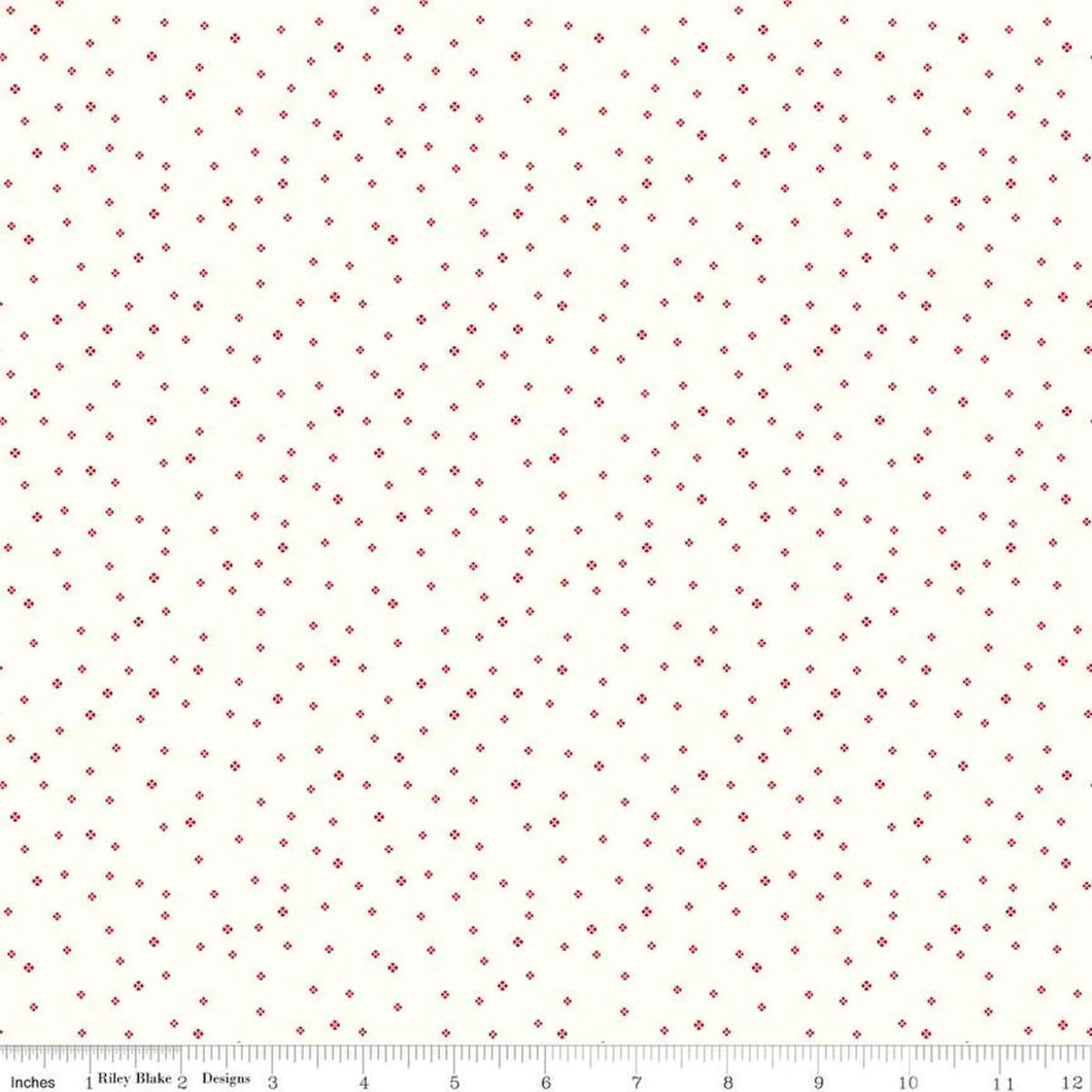 Red Delicious Ivory Blossom Fabric by Riley Blake Designs