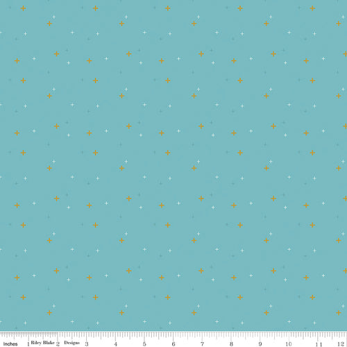 Sparkler Bear Lake Blue Fabric by Melissa Mortenson for Riley Blake Designs