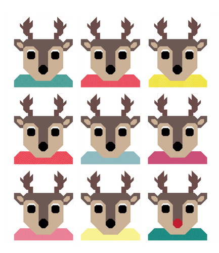 Team Santa Reindeer Modern Throw Quilt Kit