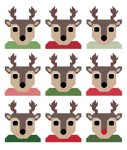 Team Santa Reindeer White Throw Quilt Kit