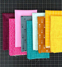 Load image into Gallery viewer, Sorbet Teal, Pink and Gold Fat Quarter Bundle Custom Curated by Sewcial Stitch