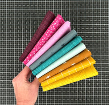 Load image into Gallery viewer, Sorbet Teal, Pink and Gold Fat Quarter Bundle Custom Curated by Sewcial Stitch