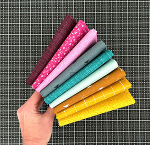 Sorbet Teal, Pink and Gold Fat Quarter Bundle Custom Curated by Sewcial Stitch