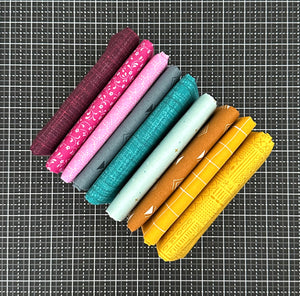 Sorbet Teal, Pink and Gold Fat Quarter Bundle Custom Curated by Sewcial Stitch