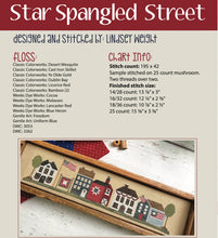 Load image into Gallery viewer, Star Spangled Street Cross Stitch Pattern by Lindsey Weight of Primrose Cottage Stitches