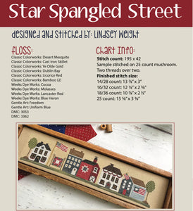 Star Spangled Street Cross Stitch Pattern by Lindsey Weight of Primrose Cottage Stitches