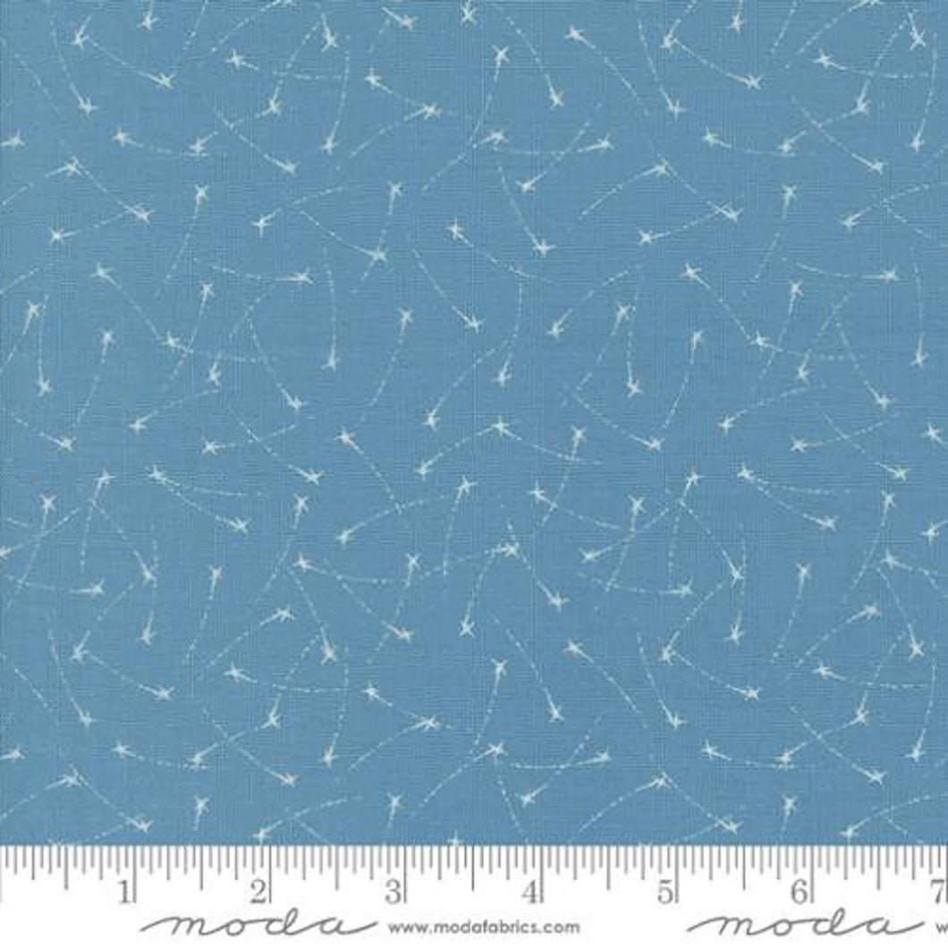 Starry Sky Shooting Stars Blue Fabric by April Rosenthal for Moda