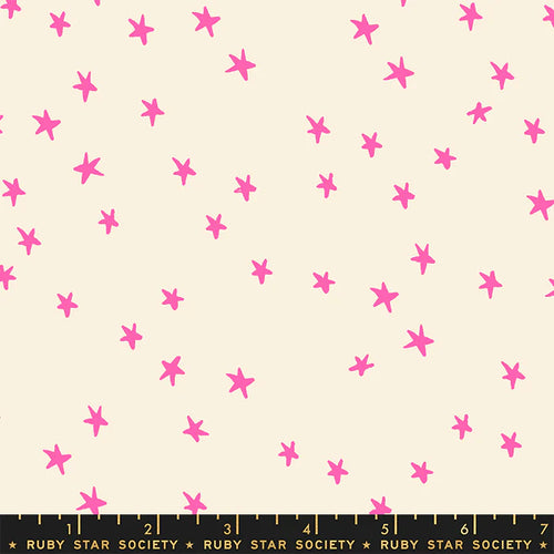 Starry Neon Pink Fabric by Ruby Star Society for Moda