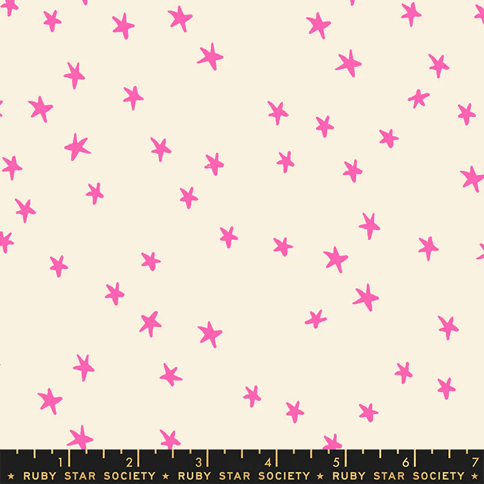 Starry Neon Pink Fabric by Ruby Star Society for Moda
