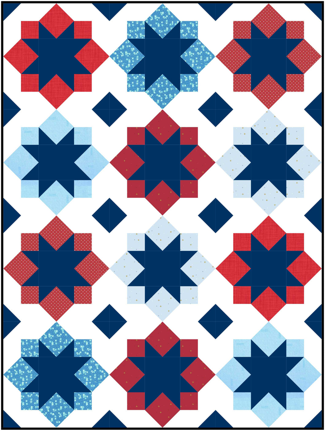 Patriotic Stellar Mosaic Quilt Kit-Throw size