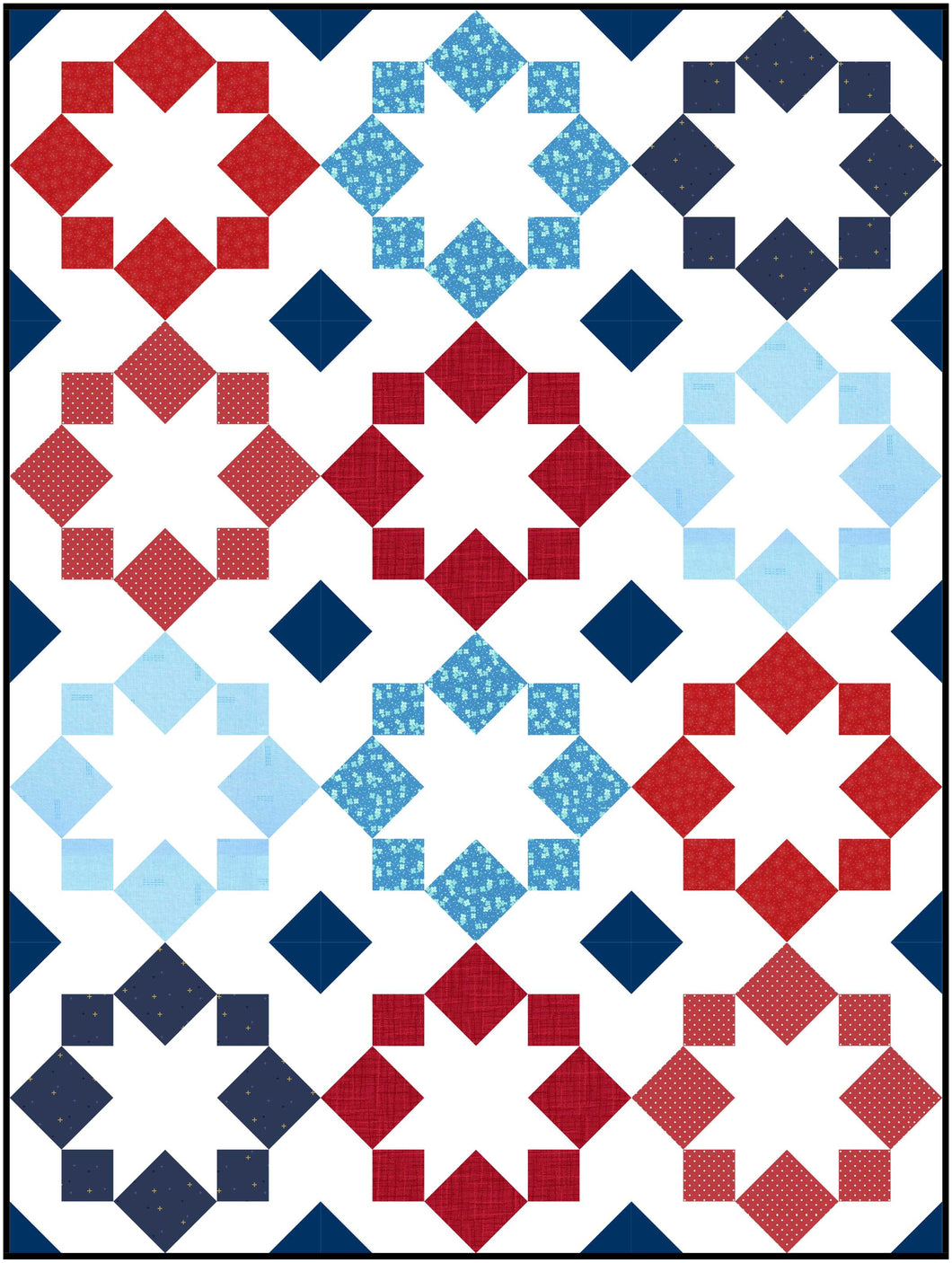 Patriotic Stellar Mosaic Quilt Kit-Throw size