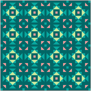 Swizzle Teal and Coral Solid Quilt Kit by Sewcial Stitch 3 size options
