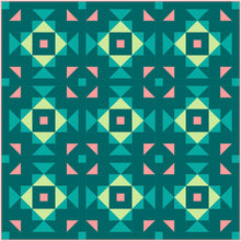 Load image into Gallery viewer, Swizzle Teal and Coral Solid Quilt Kit by Sewcial Stitch 3 size options
