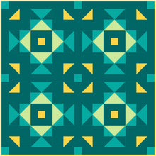 Load image into Gallery viewer, Swizzle Teal and Yellow Solid Quilt Kit by Sewcial Stitch 3 size options