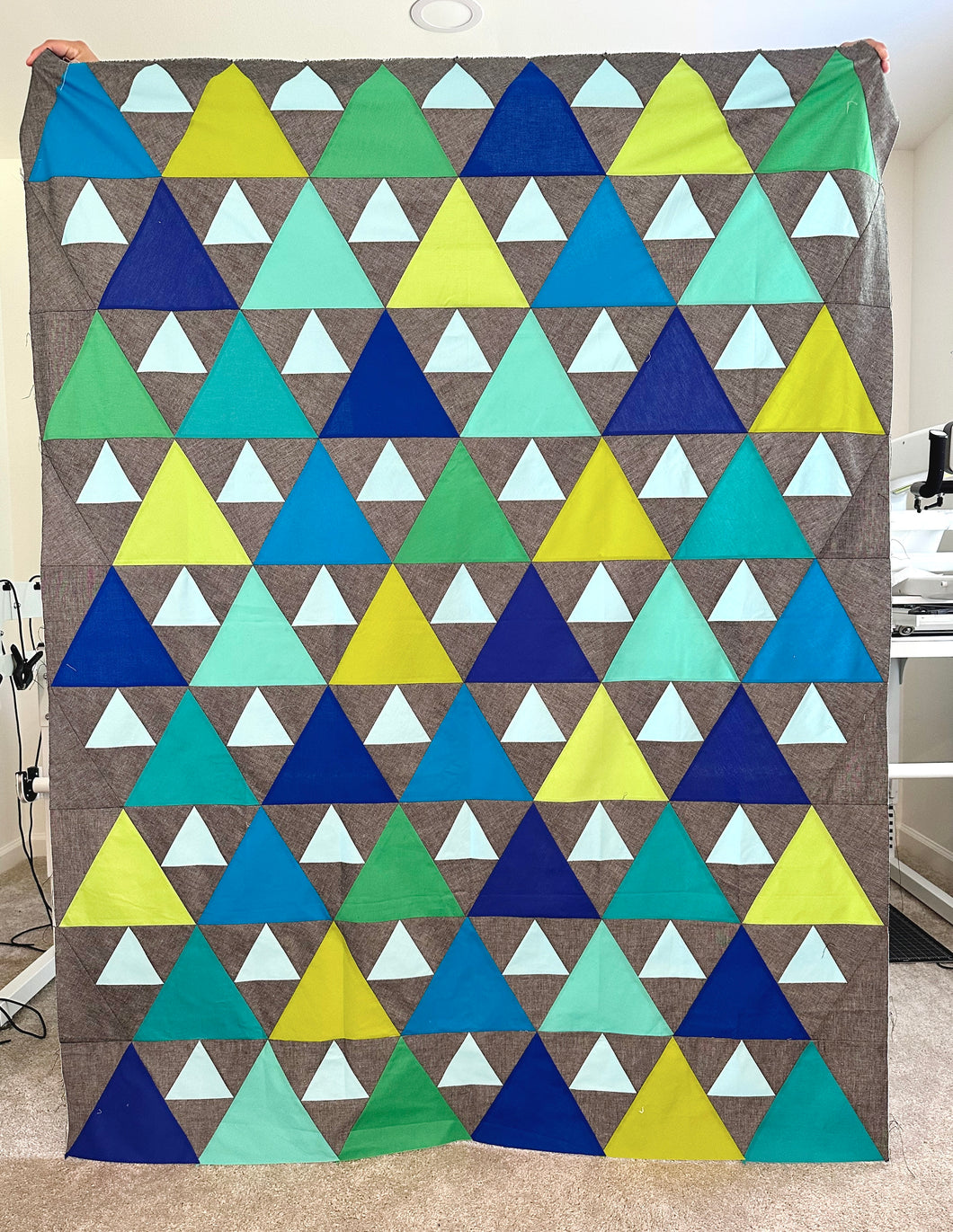 Triangle Throw Size Quilt Top by Sewcial Stitch FREE SHIPPING