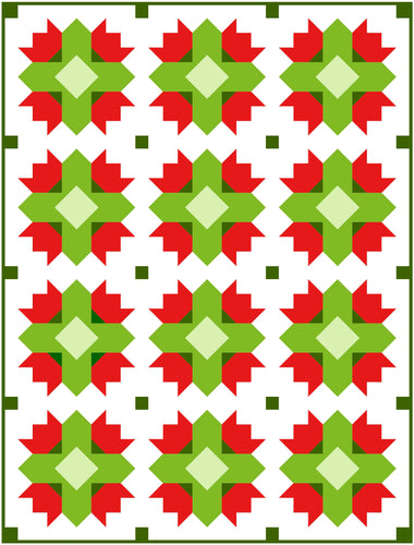 Christmas Tulip Twist Modern Quilt Kit by Sewcial Stitch Throw Size Quilt