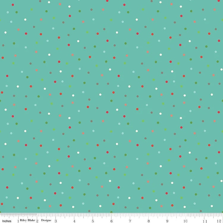 Winter Wonder Aqua Dots Fabric by Heather Peterson for Riley Blake Designs