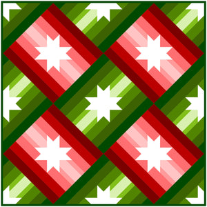 Christmas Slanted Star Quilt Kit by Sewcial Stitch 4 size options Red and Green