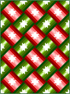 Christmas Slanted Star Quilt Kit by Sewcial Stitch 4 size options Red and Green