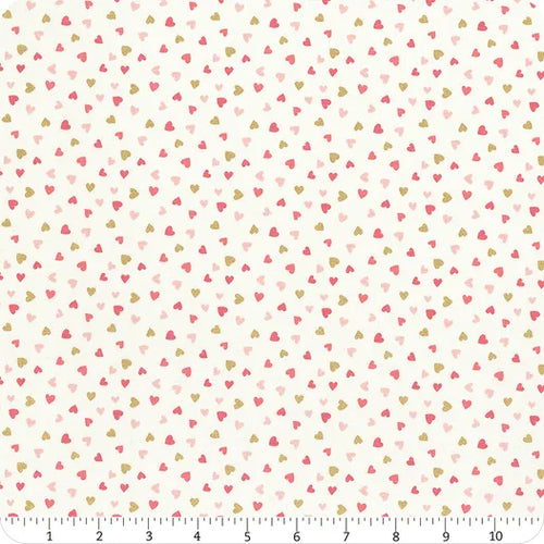 Sweetheart Cream Heart Toss Fabric by My Mind's Eye for Riley Blake Designs