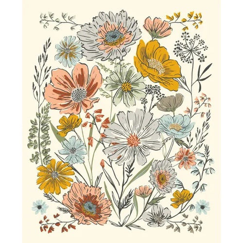 Woodland and Wildflowers Cream Fabric Panel by Fancy that Design House for Moda Fabrics