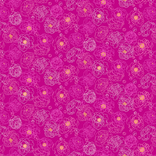 Primavera Pink Floral Fabric by Pippa Shaw for FIGO Fabrics