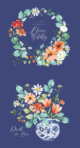Bloom Wildly Blue Floral Panel by Heatherlee Chan for Clothworks