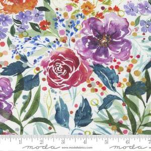 Chickadee Ivory Watercolor Floral Fabric by Create Joy Project for Moda Fabrics