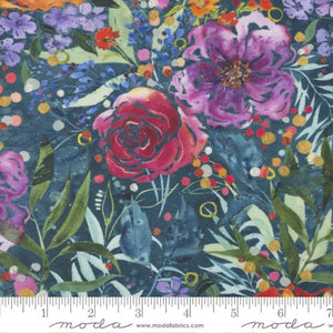 Chickadee Blue Main Floral Watercolor Fabric by Create Joy Project for Moda Fabrics