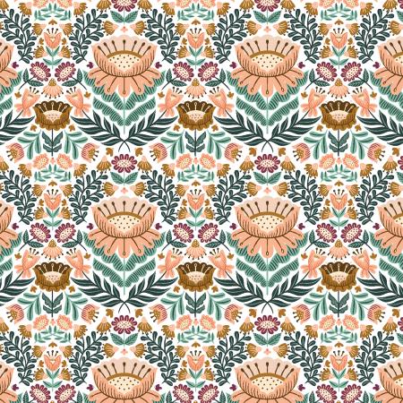 Clara Jane Pink Floral Fabric by On The Mark Designs for Cotton and Steel