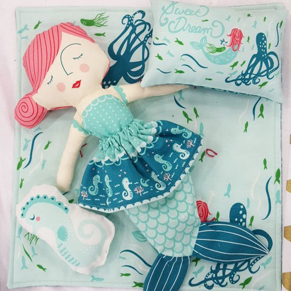Coral Queen Mermaid Doll Panel by Stacy Iest Hsu for Moda Fabrics