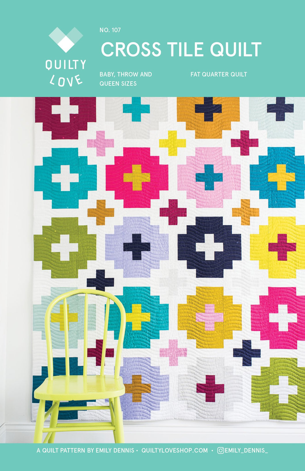 Cross Tile Quilt Pattern by Emily Dennis of Quilty Love
