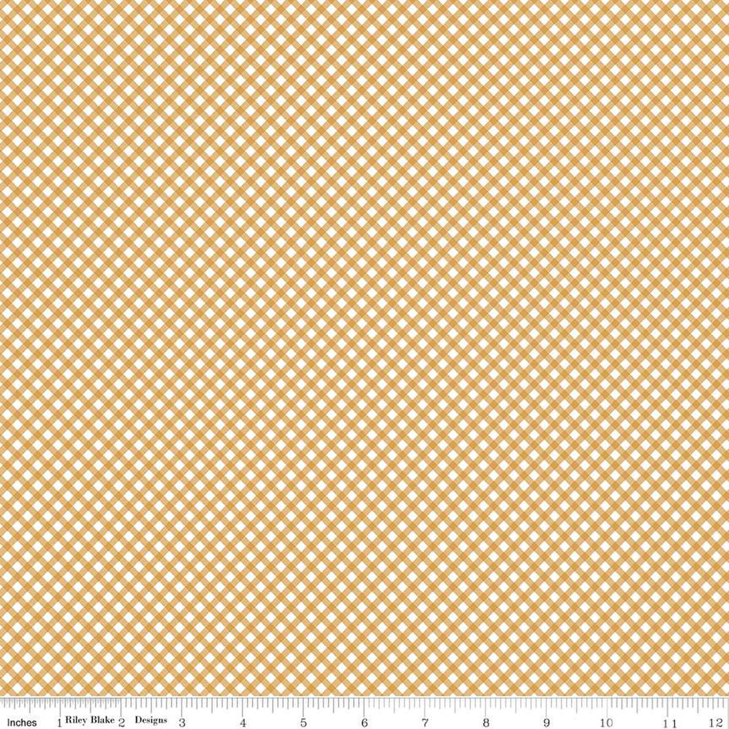 Daisy Fields Butterscotch Gingham Fabric by Beverly McCullough for Riley Blake Designs