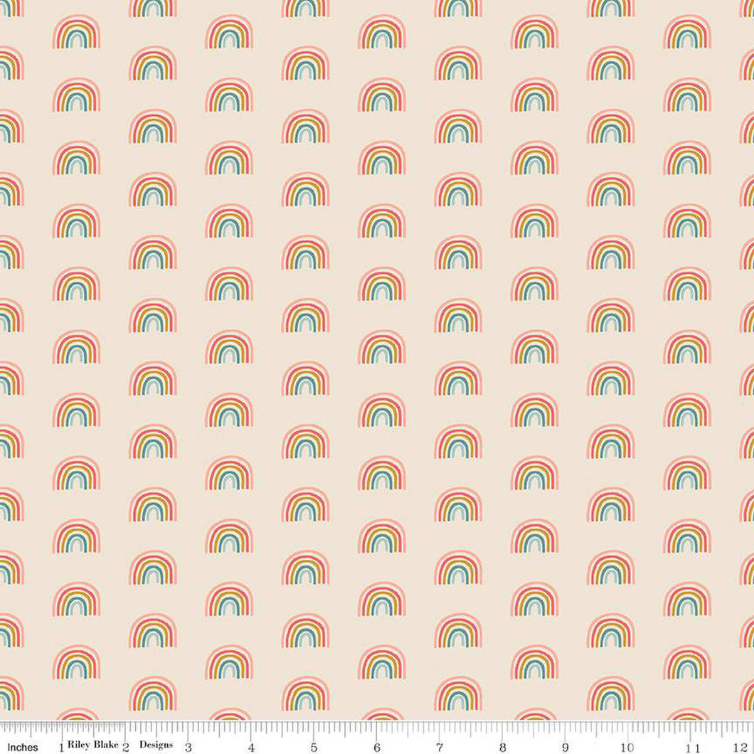 Fairy Dust Cream Low Volume Rainbow Fabric by Ashley Collette Design for Riley Blake Designs