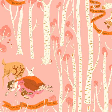 Far Far Away 3 Pink Snow White Fabric by Heather Ross for Windham Fabrics