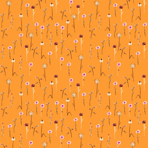 Far Far Away 3 Light Orange Wildflowers Fabric by Heather Ross for Windham Fabrics