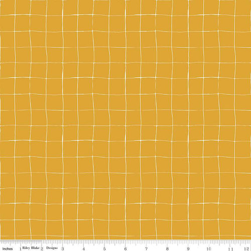 Forgotten Memories Mustard Grid Geometric Fabric by Minki Kim for Riley Blake Designs