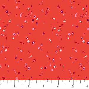 Glasshouse Red Orange Floral Fabric by Emily Taylor for FIGO Fabrics
