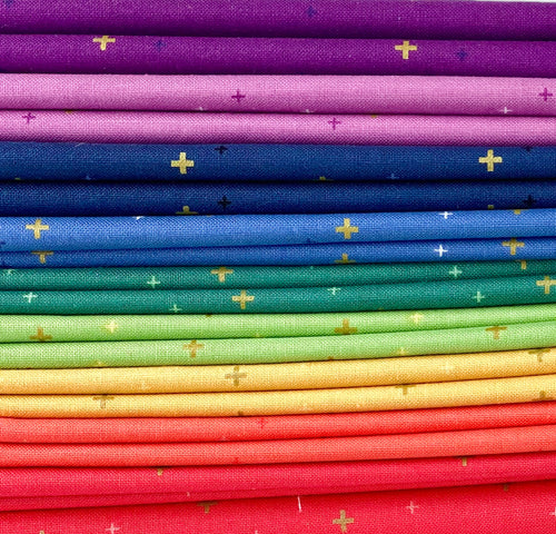 Happy Hearts Rainbow Fabric Bundle Riley Blake Designs (Fat Quarter, Half Yard and One Yard)