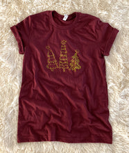 Load image into Gallery viewer, Whimsical Christmas Tree Shirt Heather Burgundy-Small only